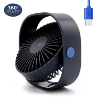 Mini USB Table Desk Personal Fan Small Personal Desk USB Fan Whisper Quiet Cyclone Air Technology - For Home  Office  Outdoor Travel (Navy) - B07D1LC3Z7